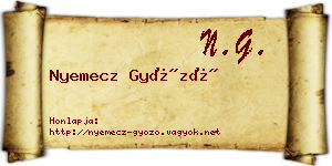 Nyemecz Győző névjegykártya
